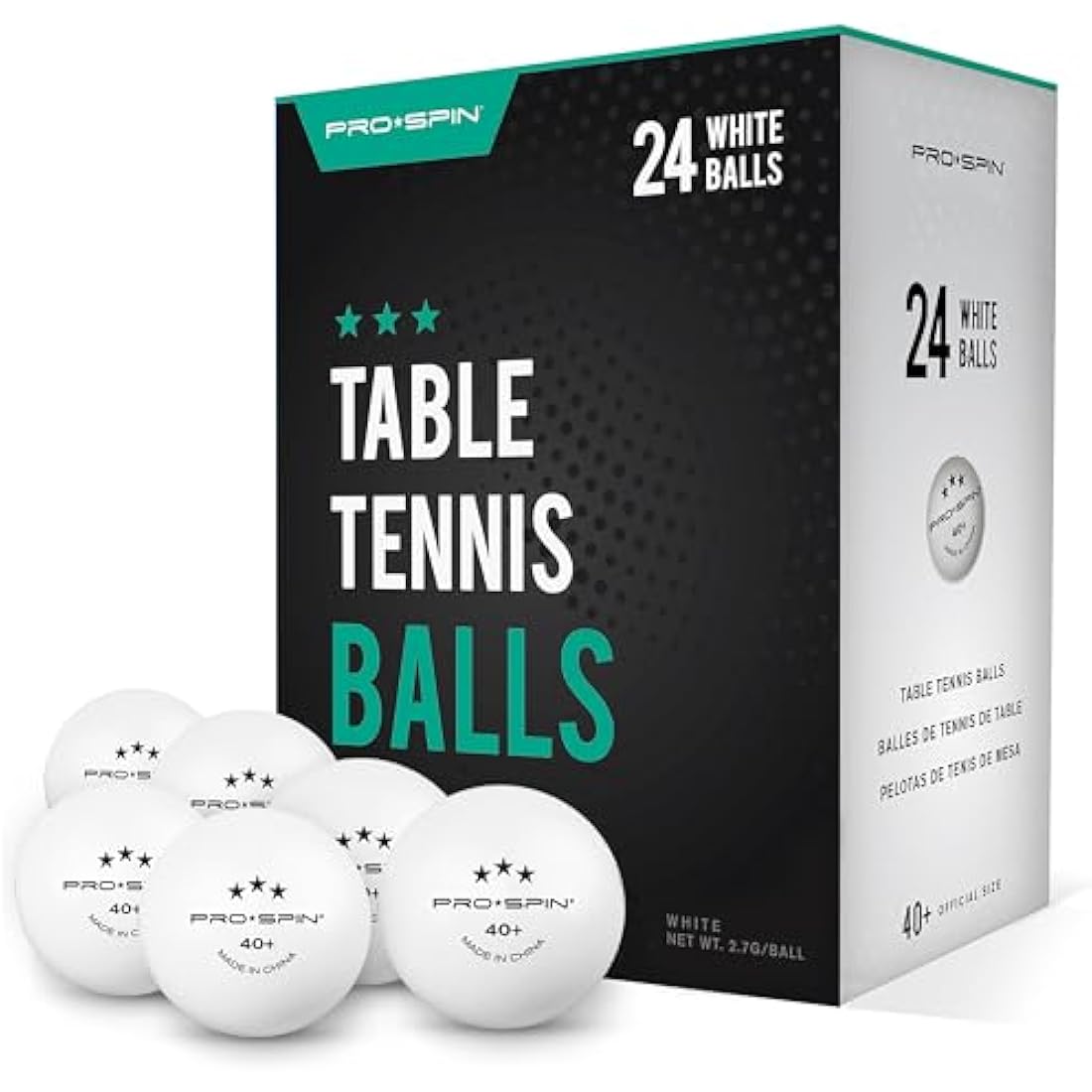 PRO SPIN Ping Pong Balls - White 3-Star 40+ Table Tennis Balls | High-Performance ABS Training Balls | Ultimate Durability for Indoor & Outdoor Table Tennis