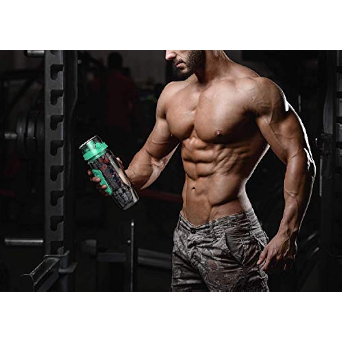 Fruit Infuser Water Bottle 32oz Durable with Detachable Ice Gel Ball,Large - BPA Free Tritan, Flip Lid, Leak Proof Design - Sports, Camping (Mint)