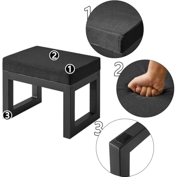 IBUYKE Small Foot Stool with Padded Seat, Pouffe Stool Change Shoe Footrest, Ottoman Footrest Extra Seating for Entryway for Living Room Bedroom,Black WBD001B