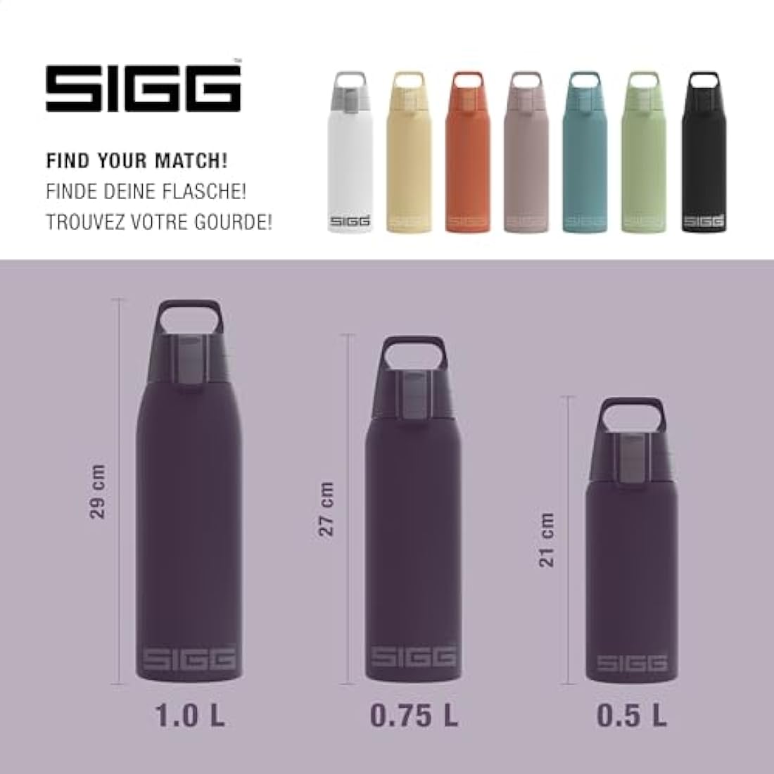 SIGG - Insulated Water Bottle - Shield Therm One - Suitable for Carbonated Beverages - Leakproof - Dishwasher Safe - BPA Free - 90% Recycled Stainless Steel - 0,5L / 0,75L / 1L