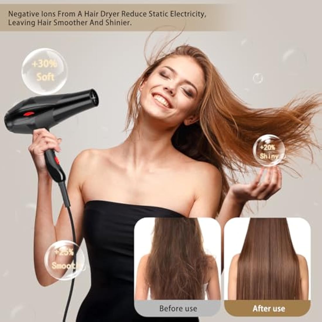 Jooayou Hair Dryer, 3000W Professional Ionic Hairdryer for Women Men, Fast Drying Blow Dryer with Diffuser 2 Speed 3 Heat Setting and Cool Button for Salon Home Travel Hair Styling