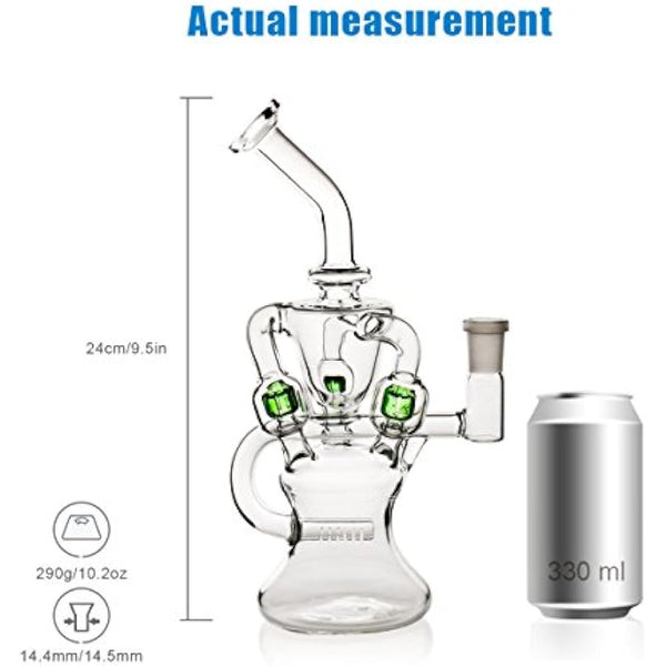 Acrylic bong glass bong pipe bongs for smoking bong bowl14.4mm Green bubbler bong downpipe Straight Pipes percolator oil rigs cheap glass watrer pipe hookah tall 24cm