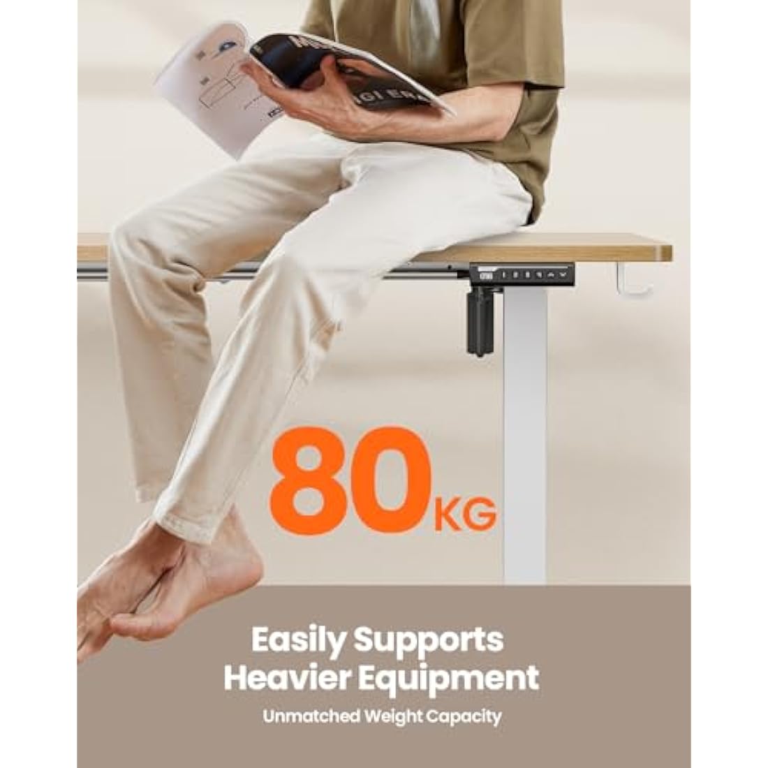 ErGear Electric Standing Desk Height Adjustable 160 x 80cm, Sit Stand Desk with 4 Memory Smart Pannel, Home Office Desk with Splice Board