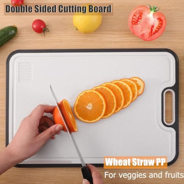Gocoffun Titanium Cutting Board for Kitchen, Double Sided Cutting Boards for Meat Veggies, Large Non Slip 38.5×26.5cm Titanium Chopping Board for Fruit
