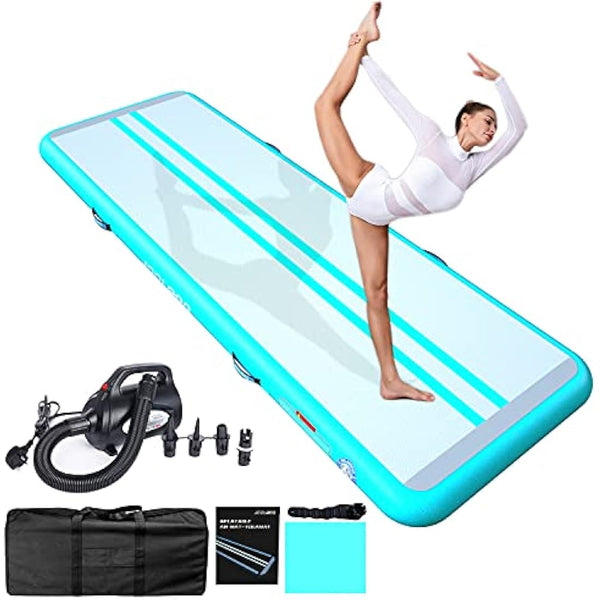 JOOLOOG Premium Air Tumbling Gymnastics Mat 2M 3M 4M 5M 6M Inflatable Air Tumble Mat for Kids Gymnastics Thick 10cm/20cm with 650W Electric Air Pump