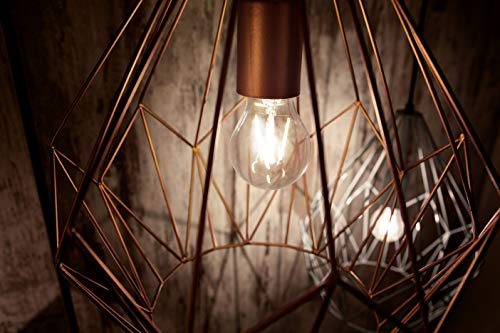Eglo Carlton Vintage Pendant Lamp, Copper-Coloured Steel Retro Hanging Light, E27 Socket