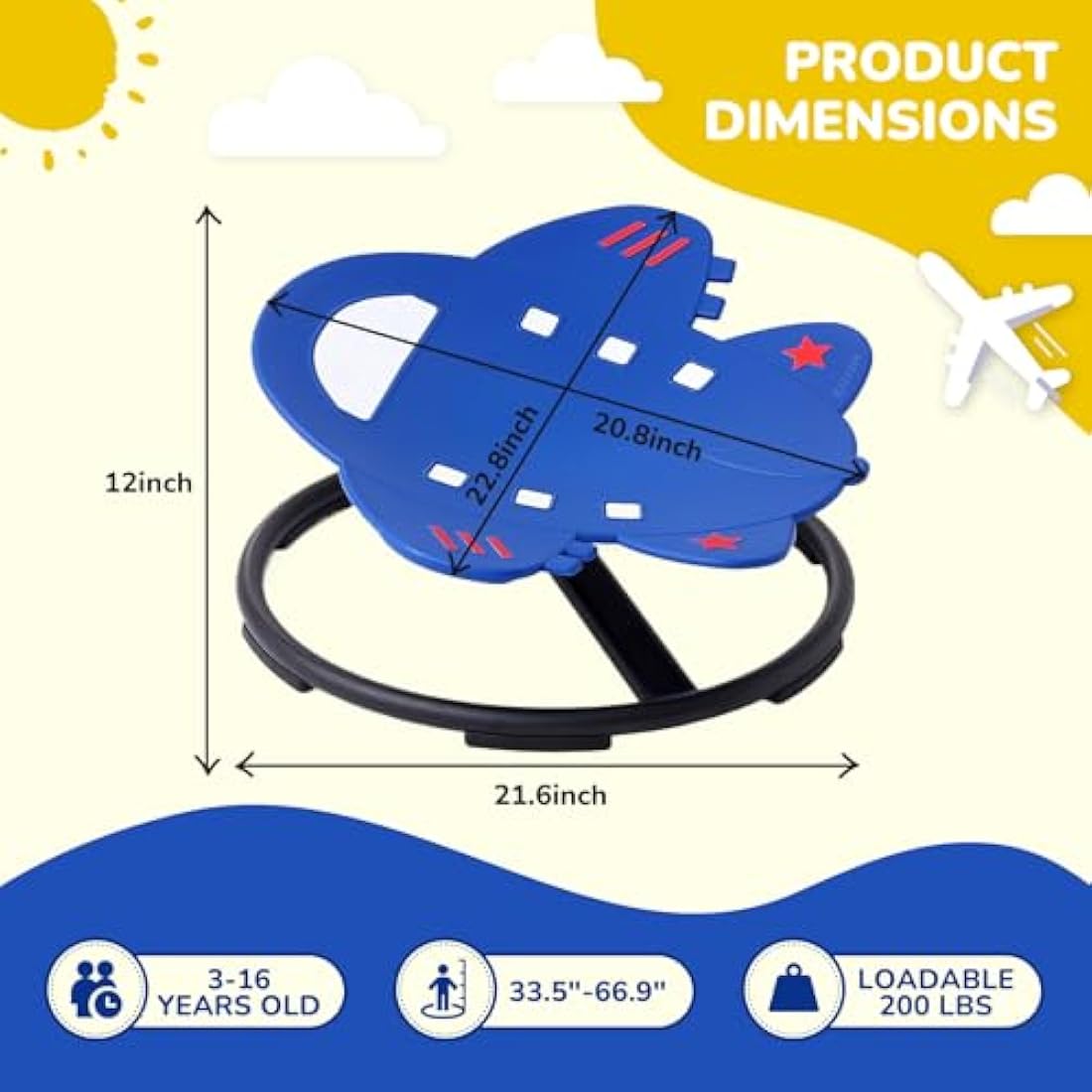 Sensory Chair for Kids Autism Sensory Products Sit and Spin Autism Toys Spinning Chair ADHD Swivel Training Body Coordination (Blue)