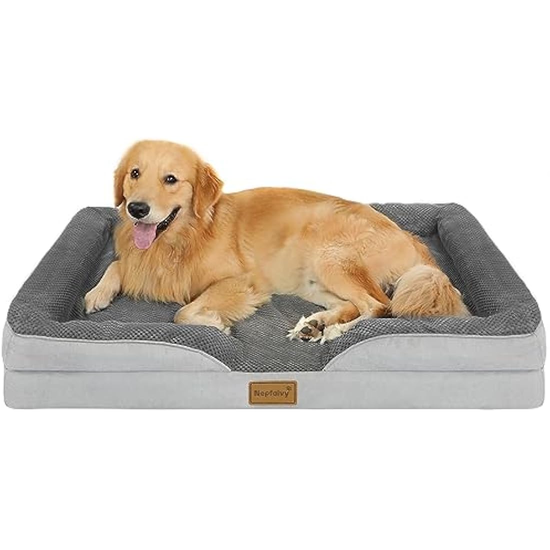 Nepfaivy Dog Bed Extra Large - Waterproof Orthopedic Dog Bed with Pillow Cushions, 111×80cm Soft Extra Large Sofa Bed with Removable and Washable Covers, Dark Grey
