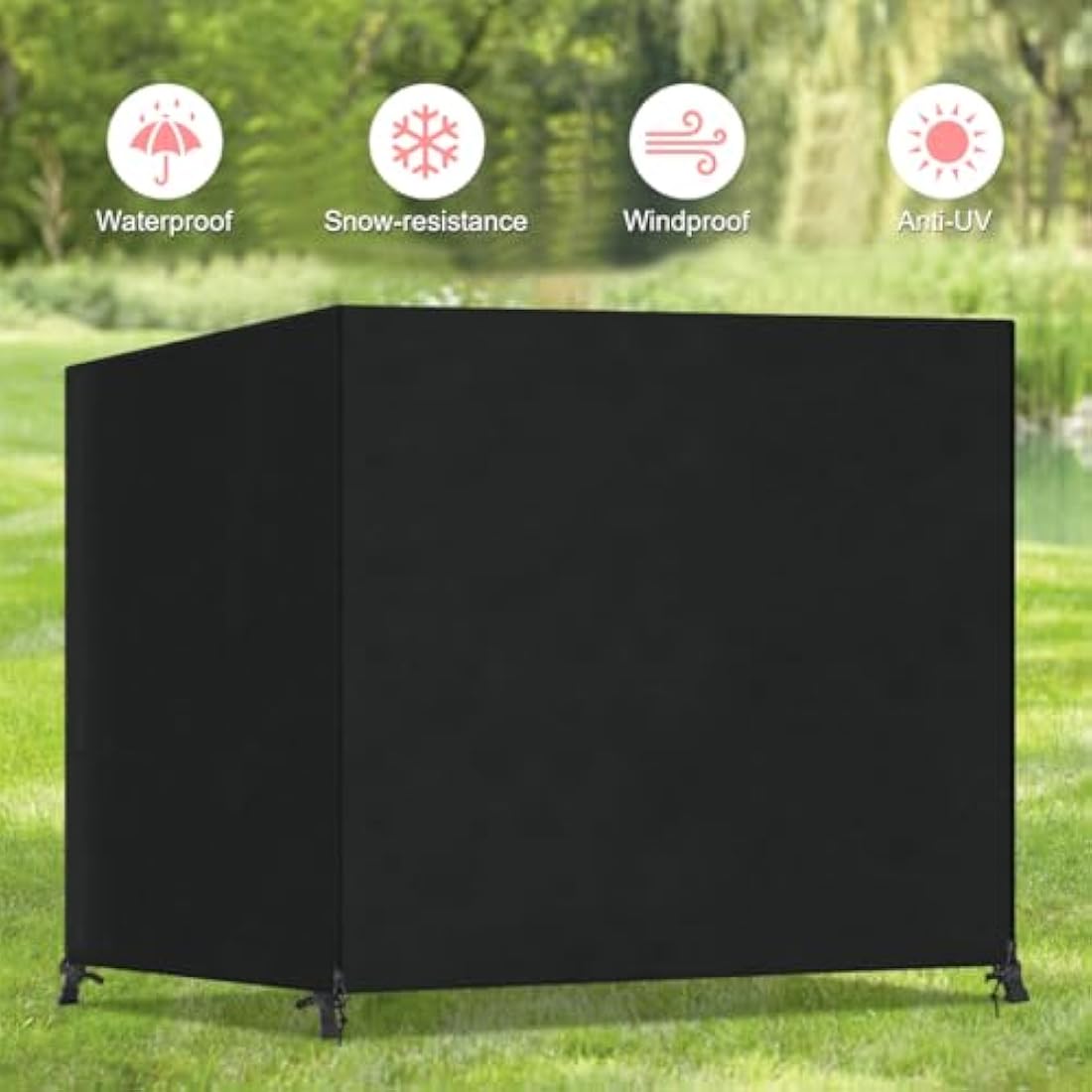 SanGlory Garden Swing 3-Seater Waterproof Patio Hammock with Zips, Heavy Duty Rip Proof Protective Cover for Outdoor Patio Swing Garden Hammock (210x150x150cm) - Black