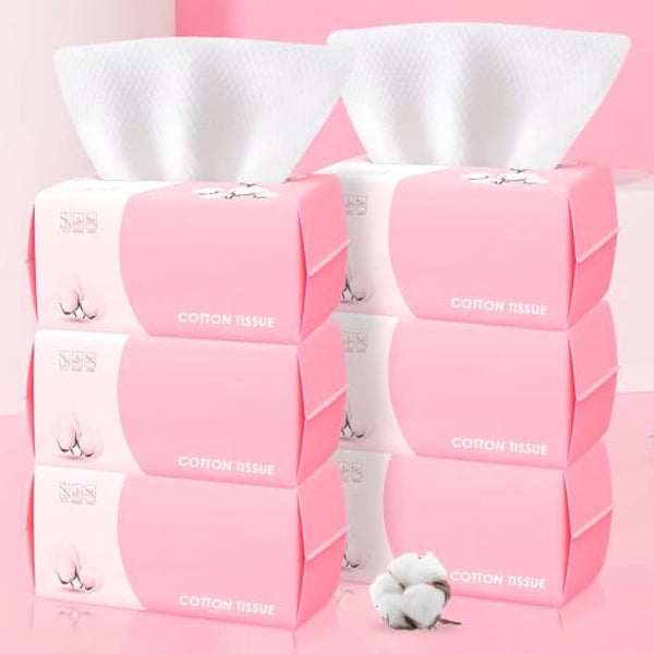 Disposable Face Towel 600 Count for Washing Soft Cotton Dry Wipes Facial Cloths Towelettes for Washing and Drying, Facial Tissue for Cleansing, Skincare and Makeup Remover