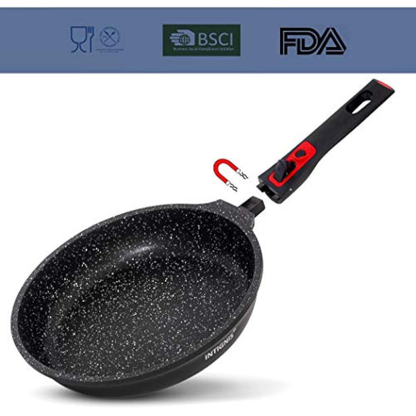 Frying Pans | Heavy Duty | Scratch Resistant | Detachable Handles | Induction, Gas, Electric Hobs Safe | Chemical Free Super Non-Stick |Ultimate Kitchen Cookware with Easy Cleaning