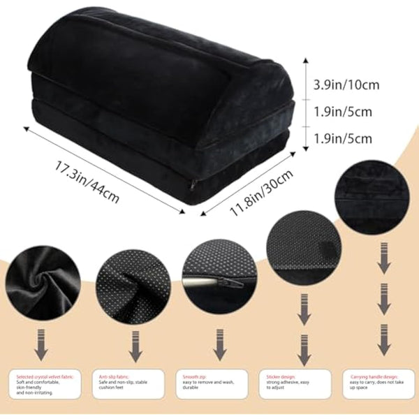 Foot Rest Under Desk, 3 Layer Height Adjustable Foot Stool Under Desk, Ergonomic, Black, Soft Comfortable to Relax Legs and Lumbar, Suitable for Office and Home
