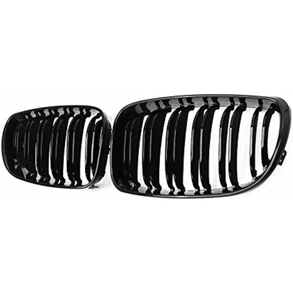 GSRECY Gloss Black Dual Slat Front Bumper Sport Kidney Grill Grille Compatible with BMW 2007-2013 1 Series E81 E82 E87 E88 Lci