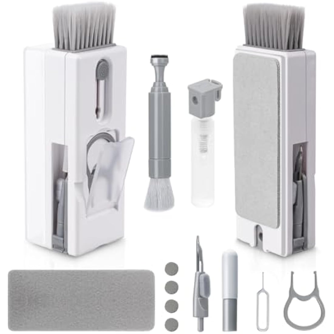 Alyvisun 11 in 1 Laptop Cleaning Kit, Multifunctional Keyboard Cleaner Brush with Keycap Puller for Tablet, Phones, Earphones, PC, Grey