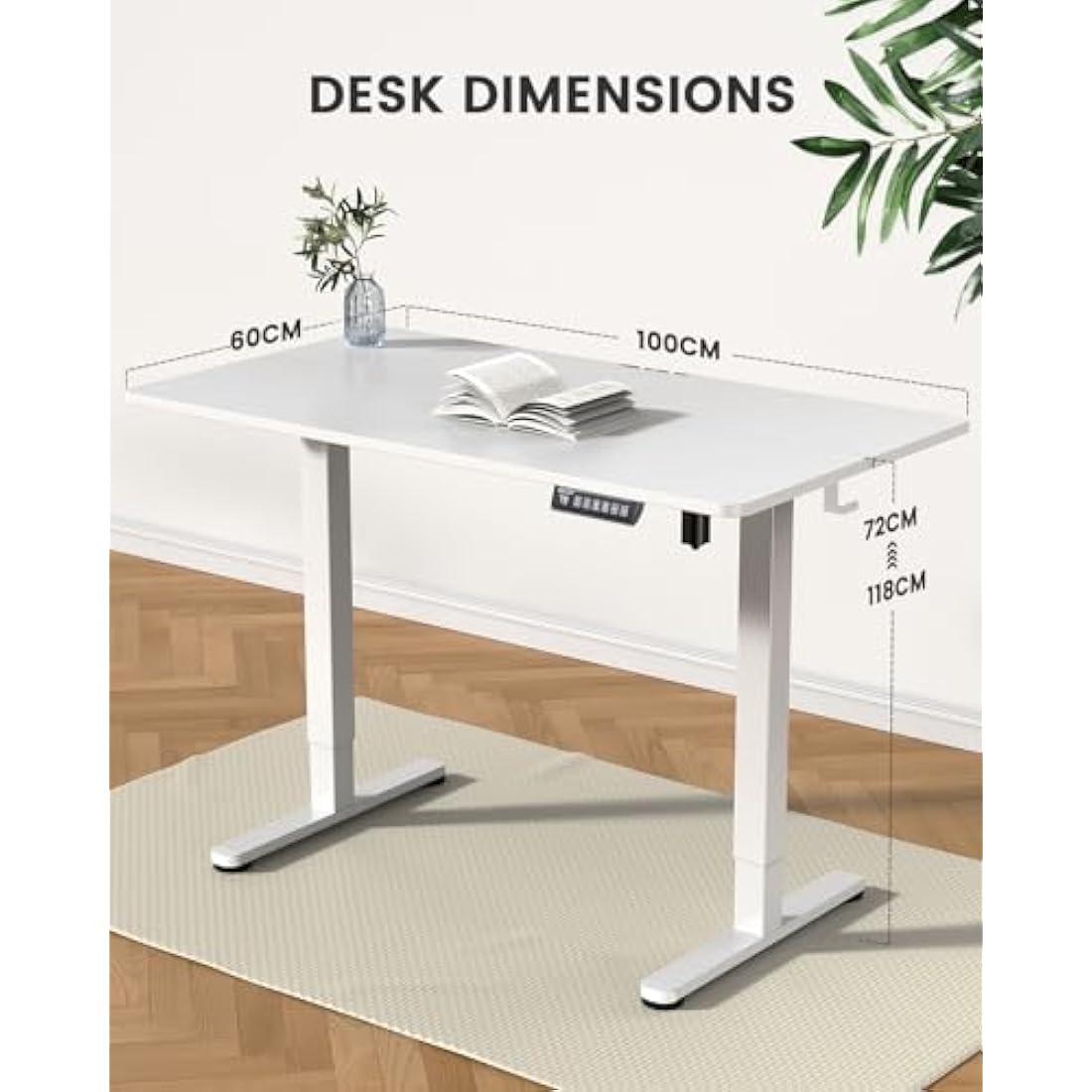 ErGear Electric Standing Desk Height Adjustable 100 x 60cm, Sit Stand Desk with 4 Memory Smart Pannel for Home Office with Splice Board