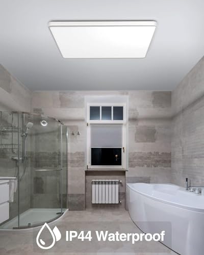 zemty 2 Packs 29CM 36W LED Ceiling Lights, 3240LM Waterproof Bathroom Light, Super Bright 6500K Daylight White Ceiling Lamp, Modern Square Flush Lighting for Kitchen Hallway Living Room Bedroom