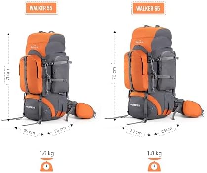 Tripole Walker 65 Litres Backpack | Internal Frame With Metal Rod | Rain Cover | Bottom Opening | Laptop Section, black, Backpack Backpacks