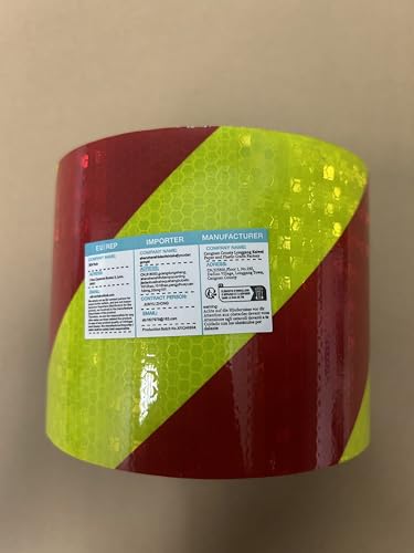 XFXIA Reflective Tape - Yellow & Black, 10cm x 20m, Waterproof, Self-Adhesive Warning Tape for Vehicles, Cars, Trailers, Outdoors