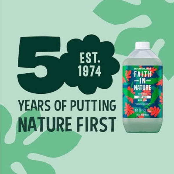 Faith In Nature Natural Aloe Vera Body Wash, Soothing Shower Gel, Vegan & Cruelty Free, No SLS or Parabens, 5L Refill Pack