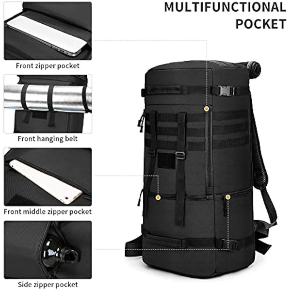 Explokit Tactical Backpack 30L 40L 50L Military Hiking Bag MOLLE Army Range Bags for Hunting Travelling Camping Outdoor Sports (#50L-Black)