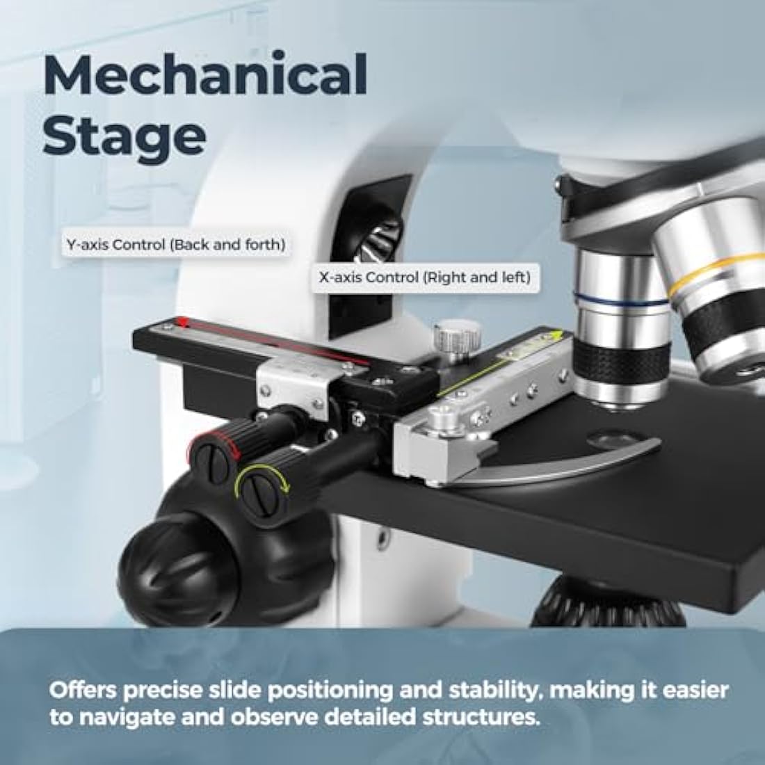 ESAKO 40-2000X Microscope for Kids Students Adults, with Mechanical Stage, Carry Bag & Slides Set Metal Body Microscope for Science Education School Laboratory
