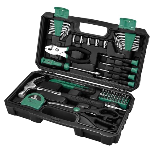 DEKO Tool Kit Set Box 62 Piece Home Repair DIY Tools Basic Hand Toolbox Sets for Home