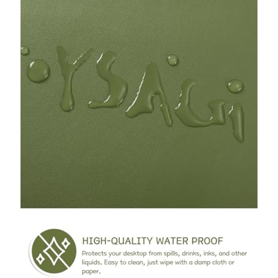 YSAGi Non-Slip Desk Pad, Waterproof PVC Leather Desk Table Protector, Ultra Thin Large Mouse Pad, Easy Clean Laptop Desk Writing Mat for Office Work/Home/Decor (60 x 35 cm, Grass Green)