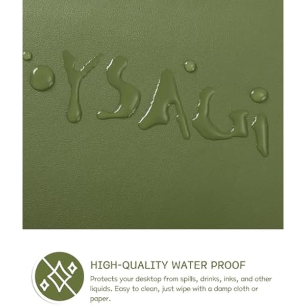 YSAGi Non-Slip Desk Pad, Waterproof PVC Leather Desk Table Protector, Ultra Thin Large Mouse Pad, Easy Clean Laptop Desk Writing Mat for Office Work/Home/Decor (60 x 35 cm, Grass Green)