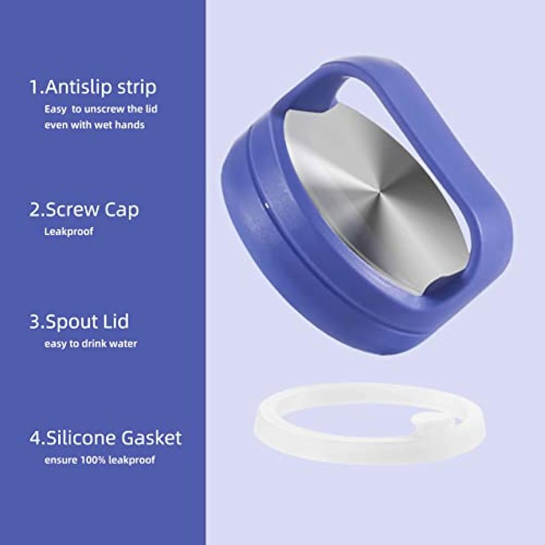 IDEUS Vacuum Insulated Water Bottle, Stainless Steel Double Wall Flask Metal Sports Canteen with Leak-Proof Screw Cap (Purple, 40oz (1140ml))