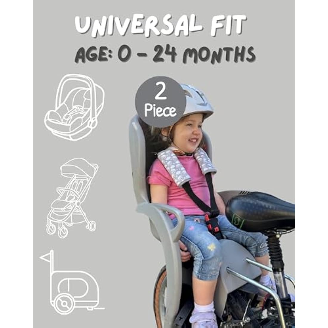 HECKBO 2x Harness Cushions Sheep & Clouds – Soft Strap Pads for Car Seat & Carrier – Boys & Girls