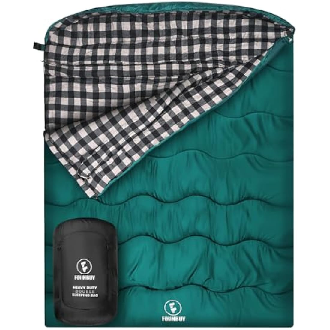 FORINBUY Winter Cotton Flannel Double Sleeping Bag for Adults - 0 degree Queen Size 2 Person Sleeping Bag, Waterproof & Warm for Cold Weather, Ideal for Couples, Family Camping & RV Travel