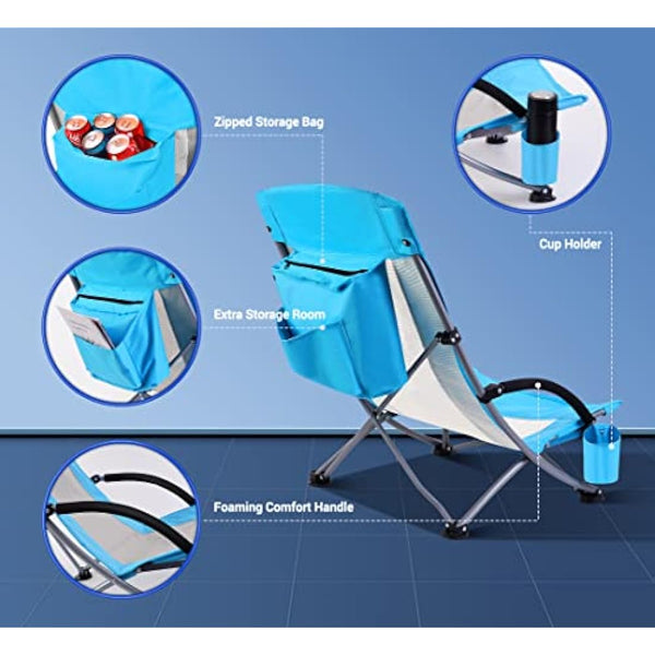 Nice C Beach Camping Chair, Folding Chair w/Cooler High Back, Ultralight Chair with Cup Holder & Carry Bag Compact & Heavy Duty Outdoor, Camping, BBQ, Beach, Travel, Picnic, Festival (1 Of Orange)