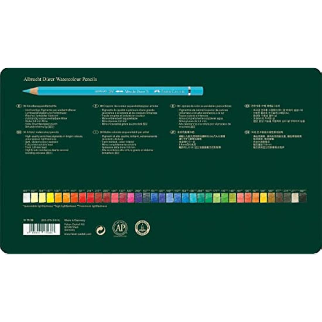 Faber-Castell Art & Graphic Albrecht Dürer Watercolour Pencil, Multicoloured, Tin Of 36, For Art, Craft, Drawing, Sketching, Home, School, University, Colouring