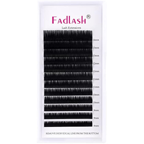 Fadlash Individual Classic Eyelash Extension 0.20mm D Curl 8-14mm Mixed Tray 1:1 Matte Black Professional Classic Individual Lashes
