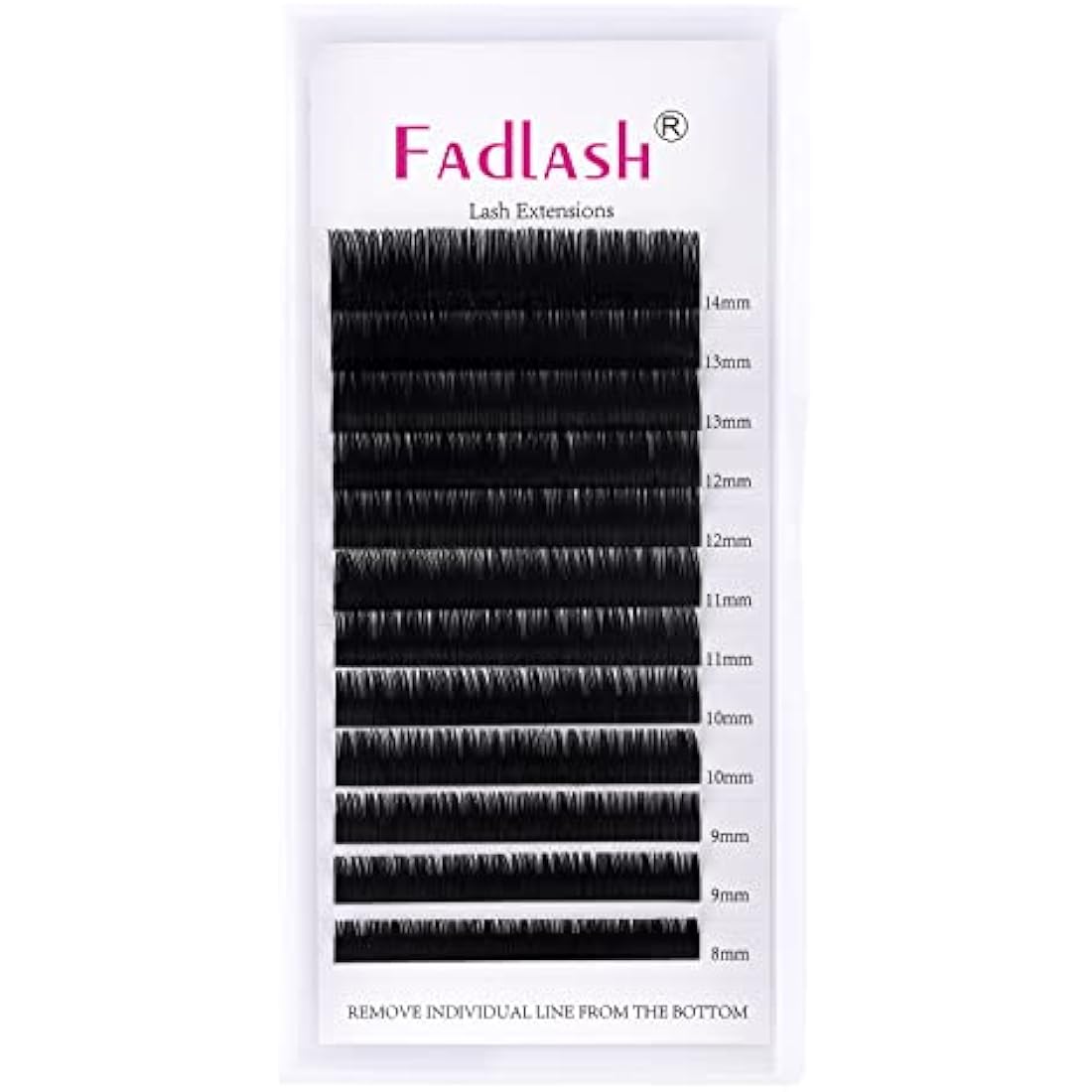 Fadlash Individual Classic Eyelash Extension 0.10mm D Curl 8-14mm Mixed Tray 1:1 Matte Black Professional Classic Individual Lashes