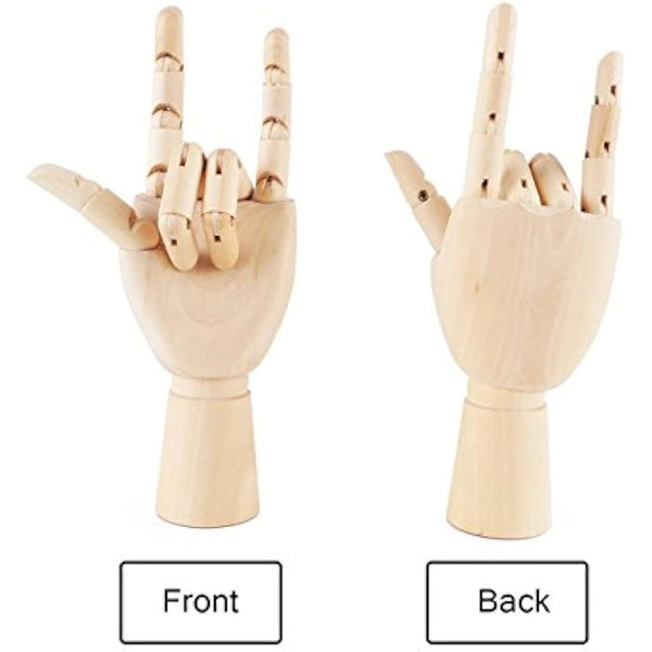 Art Wooden Hand, Artist Jointed Articulated Mannequin Wood Hand,Sectioned Opposable Figure Sculpture Manikin Hand Model with Flexible Fingers,for Drawing,Sketching(7" Left+Right Hand)