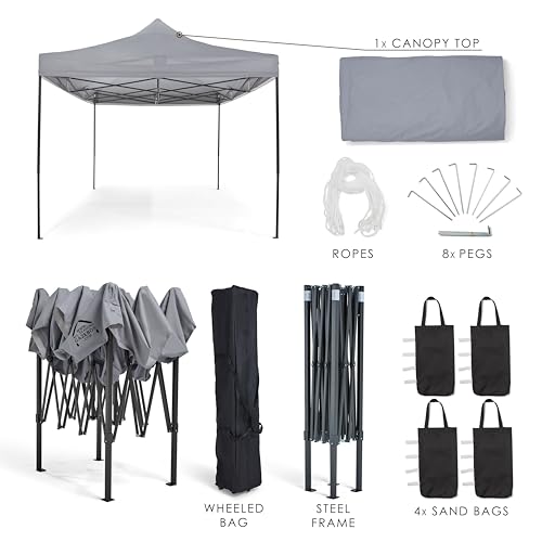All Seasons Gazebos 3x4.5 Fully Waterproof Pop up Gazebo With Accessories - Metallic Grey