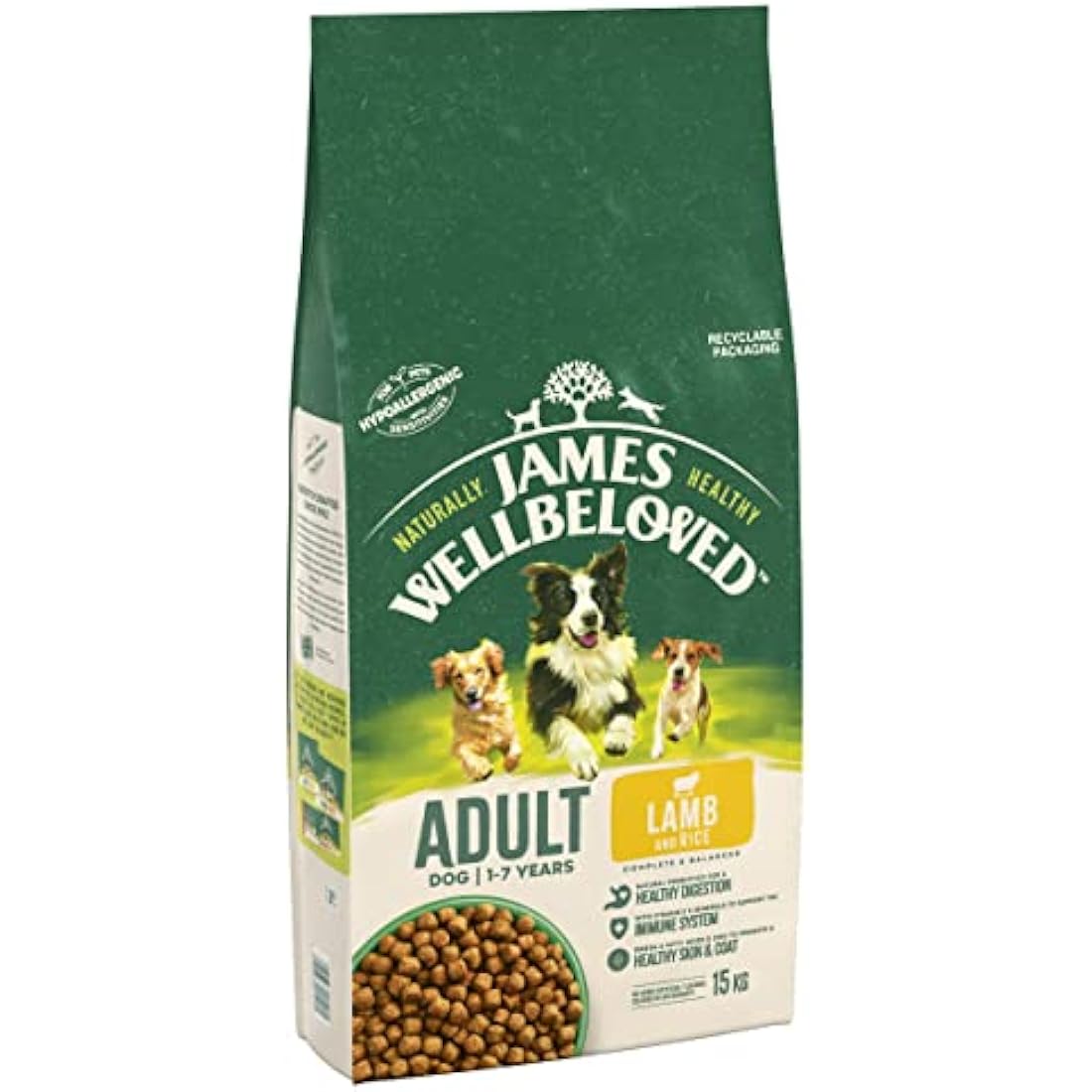 James Wellbeloved Adult Lamb & Rice 15 kg Bag, Hypoallergenic Dry Dog Food