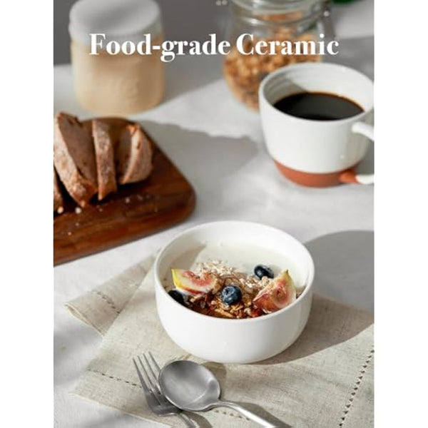 DOWAN Cereal Bowl, 650ml Ceramic Soup Bowls Set of 6 for Kitchen, Porcelain Bowls for Soup, Oatmeal, Rice, Ramen, Noodles, Fruit, Dishwasher Microwave Safe. Ø 13.3cm