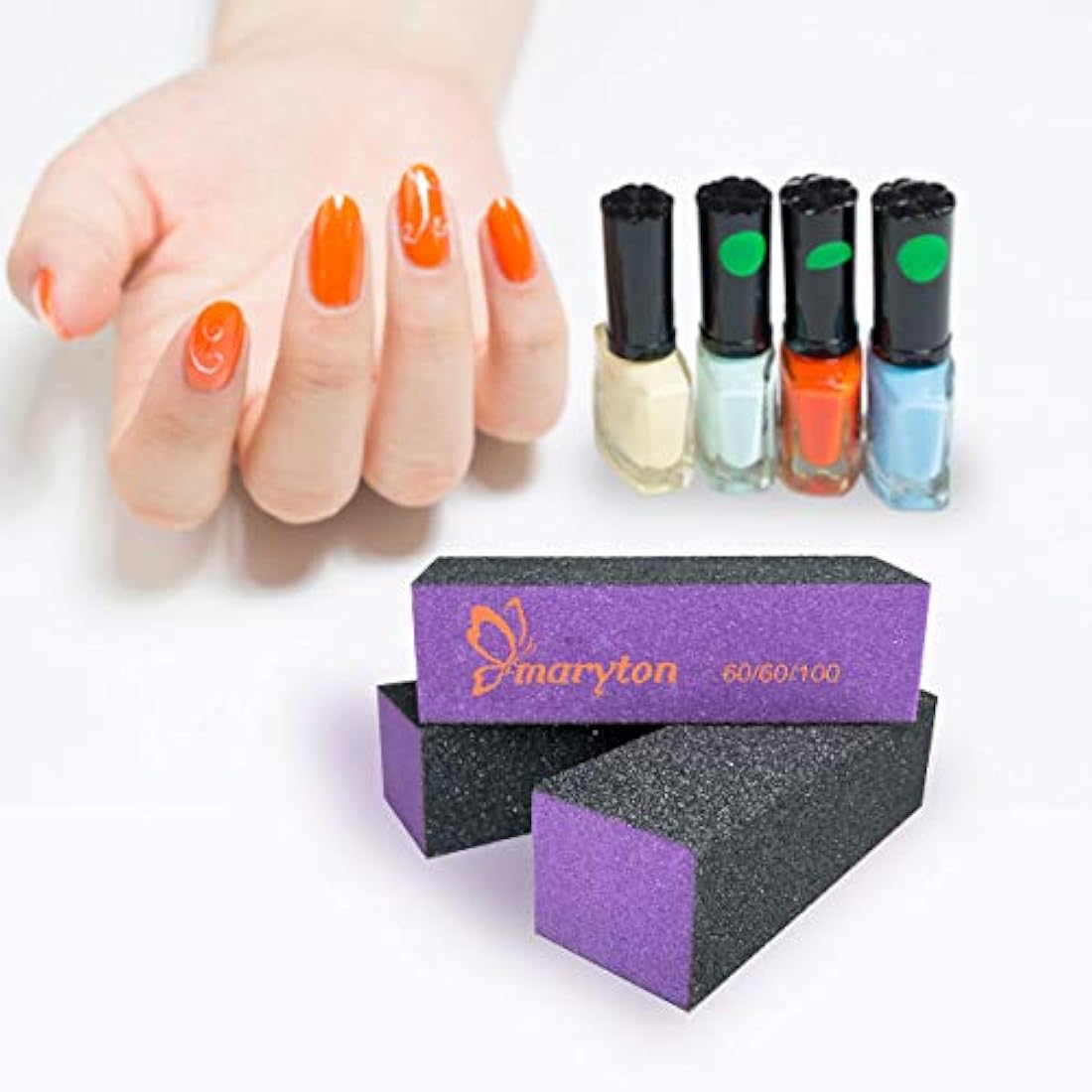 Maryton Nail Buffer Sanding Block Polisher Buffing File 60/100 Grit for Acrylic Nail Art Kit Manicure Tools 10 PCS (Black Purple)