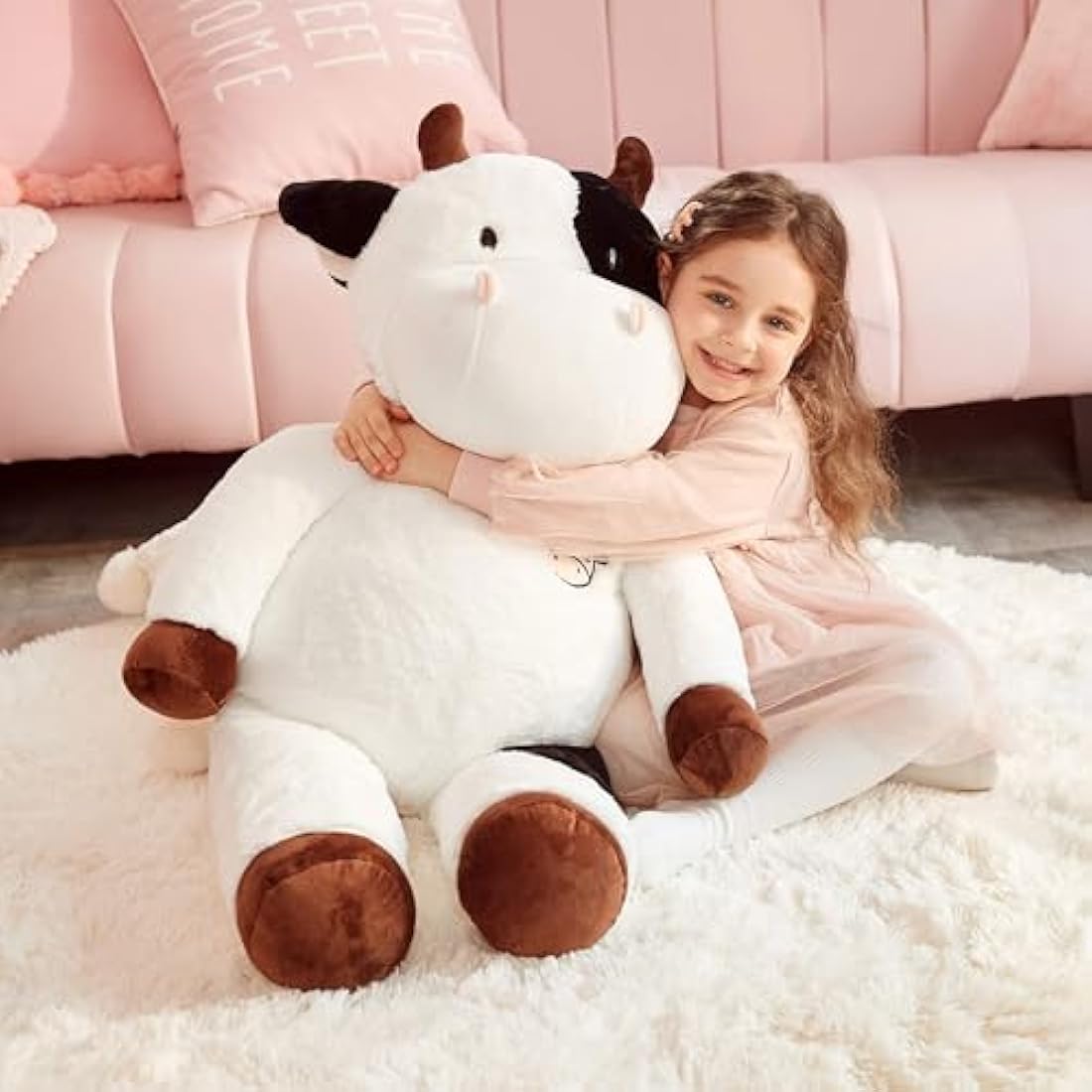 IKASA Giant Cow Stuffed Animal Jumbo Cow Soft Toys (White, 78cm)