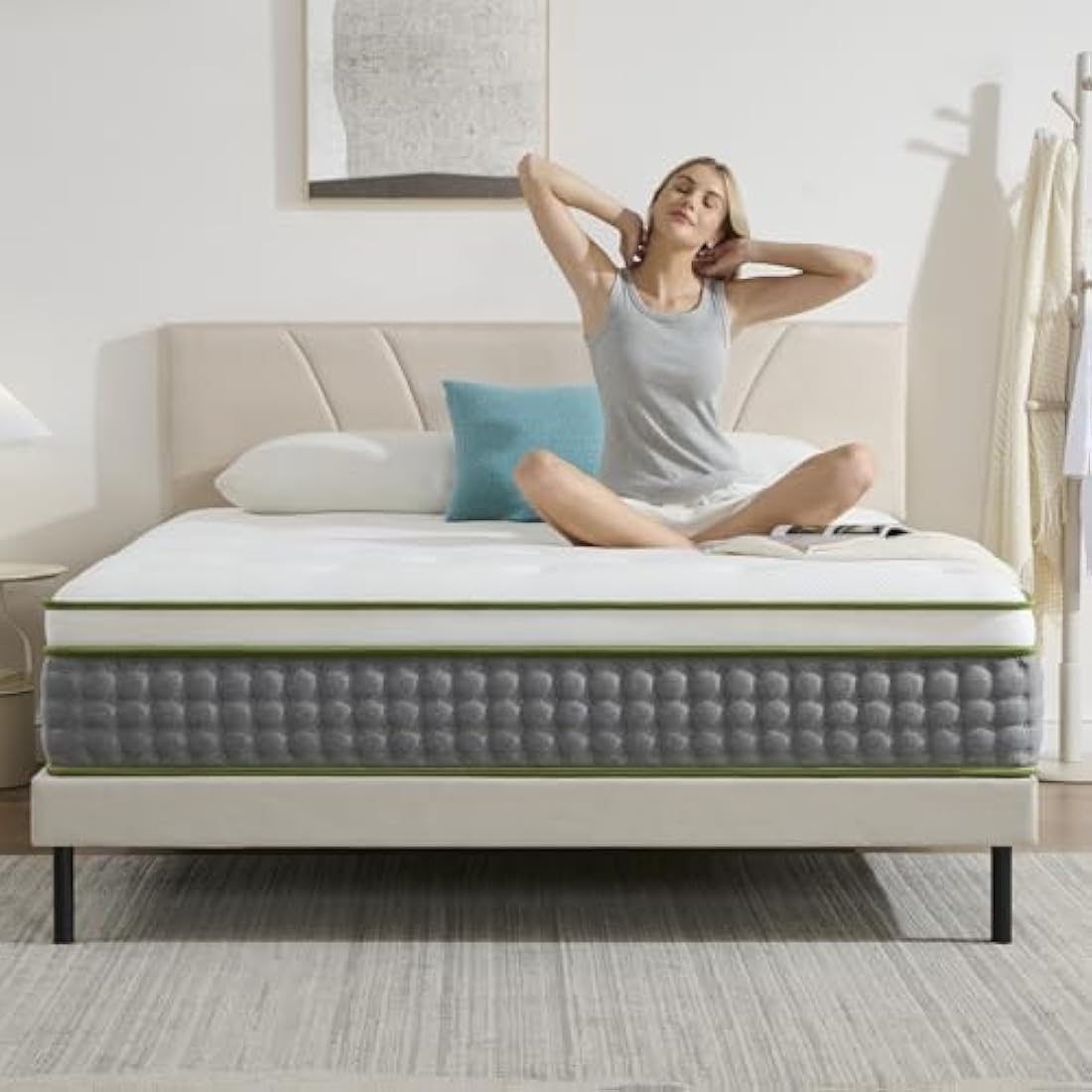 Hiimgo Single Mattress,Hybrid Pocket Spring & Memory Foam,10.6 inch Single Bed Mattress,Medium Firm with Breathable Knitted and Back Pain Relief,90x190x27CM