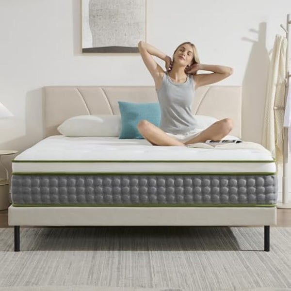 Hiimgo Single Mattress,Hybrid Pocket Spring & Memory Foam,10.6 inch Single Bed Mattress,Medium Firm with Breathable Knitted and Back Pain Relief,90x190x27CM
