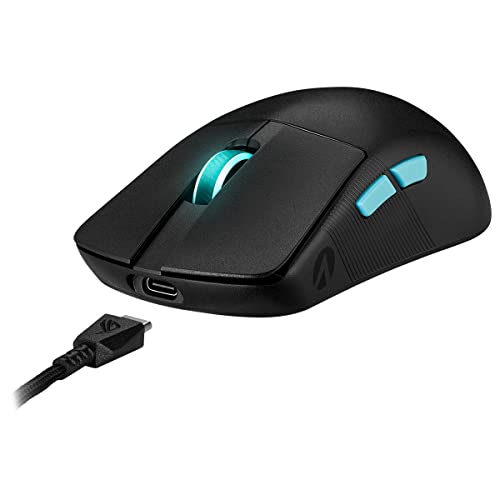 ASUS ROG Spatha X Wireless Gaming Mouse, 24 GHz/Wired USB, 19,000 DPI Optical Sensor, 12 Programmable Buttons, RGB, Swappable Switch Design, Micro Switches, Magnetic Charging Stand, Black