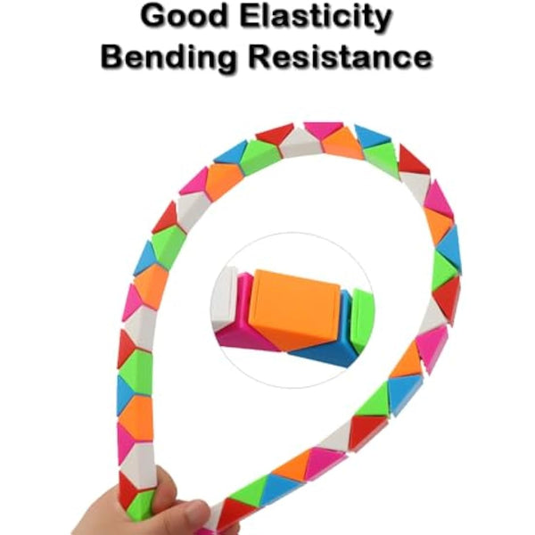 EACHHAHA Magic Snake 48 Parts - Christmas Stocking Fillers for Kids - Snake Cube Puzzle & Fidget Toys - Twist Puzzle Brain Teaser - Educational Toys & Party Bag Fillers (Rainbow*1)