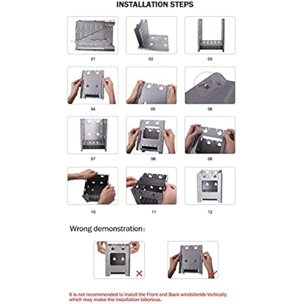 iBasingo Portable Titanium Wood Stove for Camping Detachable & Assembled Design, Ultralight Backpacking Stove with Pot Holder Compact Campfire Cooker for Charcoal Alcohol BBQ Survival Gear Ti2008C