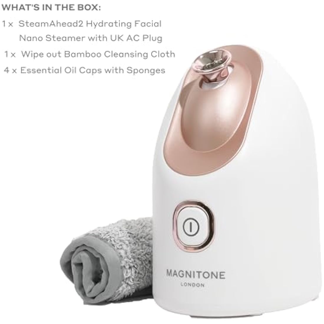 MAGNITONE SteamAhead2 Hydrating Facial Nano Steamer at-Home Spa Treatment for Deep Pore Cleansing and for Use with Essential Oils As A Room Humidifier