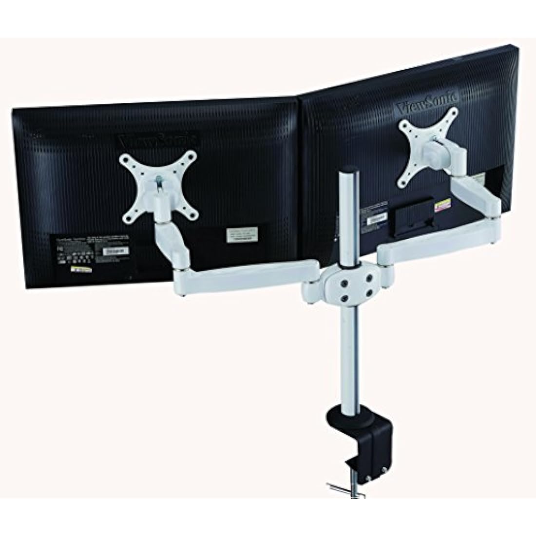 Allcam MDM05 Dual Monitor Arm Stand w/Desk Mount Clamp & Grommet for two 17"-27" Screens in White