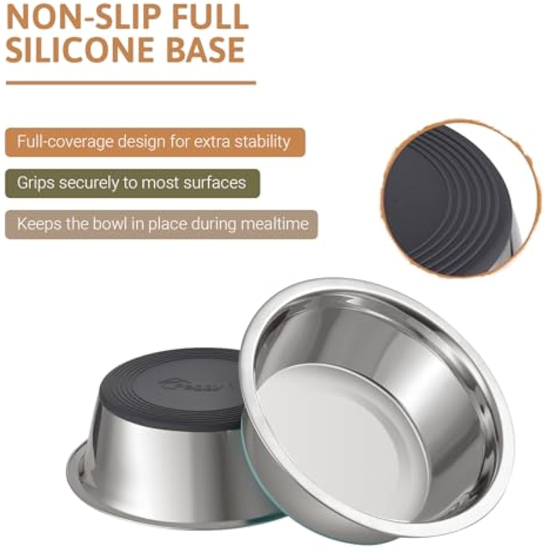 PEGGY11 Stainless Steel Dog Bowls, Nonslip, Food Grade, Dishwasher Safe, Easy to Clean - 3.8L, 2 Pack