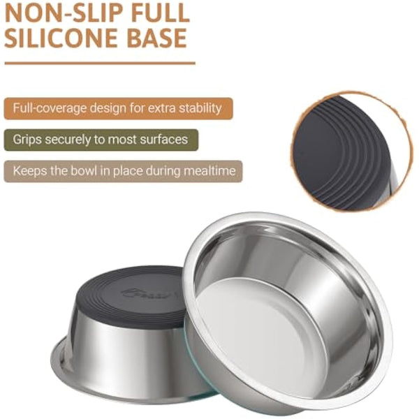 PEGGY11 Stainless Steel Dog Bowls, Nonslip, Food Grade, Dishwasher Safe, Easy to Clean - 3.8L, 2 Pack